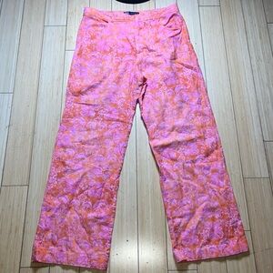 Zara Pink and Orange Floral Pants size large wide leg women’s